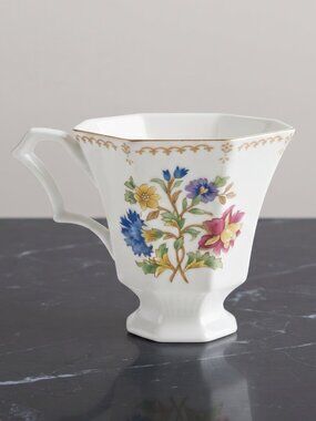 Vintage NIKKO Classic Collection Floral Bone China Footed Coffee Mug Japan 3.75"